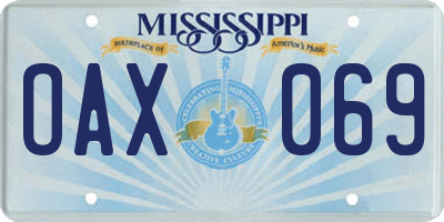MS license plate OAX069