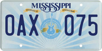 MS license plate OAX075
