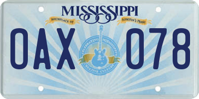 MS license plate OAX078
