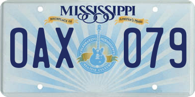 MS license plate OAX079
