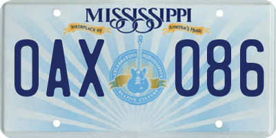 MS license plate OAX086
