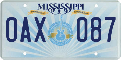 MS license plate OAX087