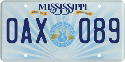 MS license plate OAX089