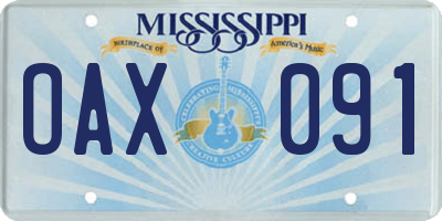 MS license plate OAX091