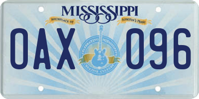 MS license plate OAX096