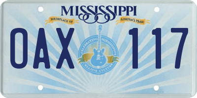 MS license plate OAX117