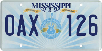 MS license plate OAX126
