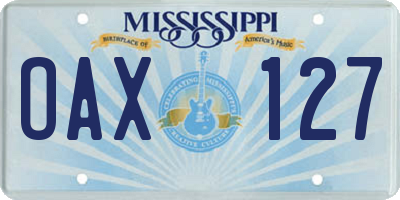 MS license plate OAX127