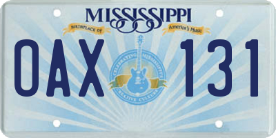 MS license plate OAX131
