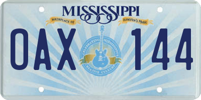 MS license plate OAX144