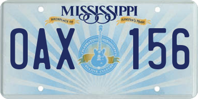 MS license plate OAX156