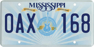 MS license plate OAX168
