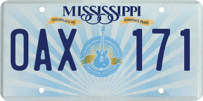 MS license plate OAX171