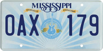 MS license plate OAX179