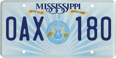 MS license plate OAX180