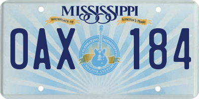 MS license plate OAX184