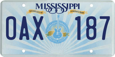 MS license plate OAX187