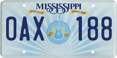 MS license plate OAX188