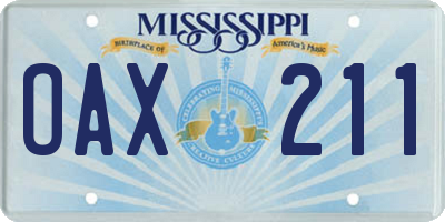 MS license plate OAX211
