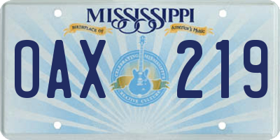MS license plate OAX219