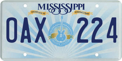 MS license plate OAX224