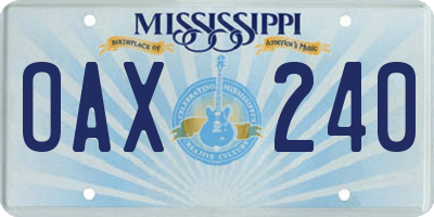 MS license plate OAX240