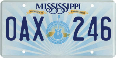 MS license plate OAX246