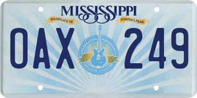 MS license plate OAX249