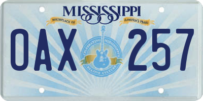 MS license plate OAX257