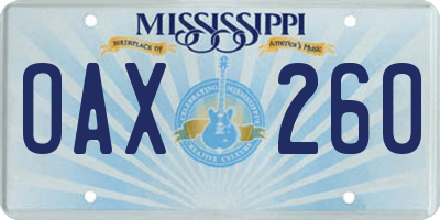 MS license plate OAX260