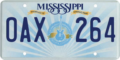 MS license plate OAX264