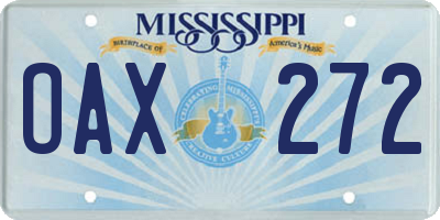 MS license plate OAX272