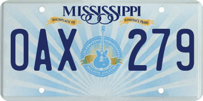 MS license plate OAX279