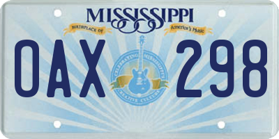 MS license plate OAX298