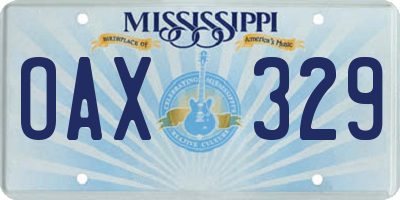MS license plate OAX329