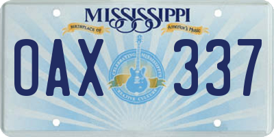 MS license plate OAX337