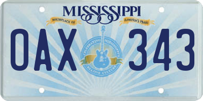 MS license plate OAX343