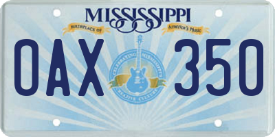 MS license plate OAX350