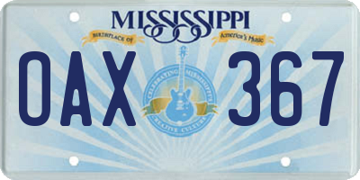 MS license plate OAX367
