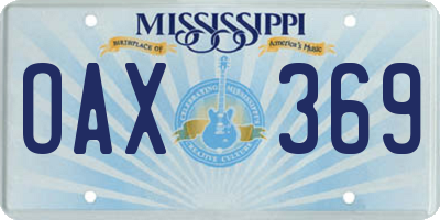 MS license plate OAX369
