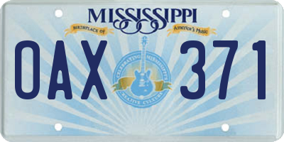 MS license plate OAX371