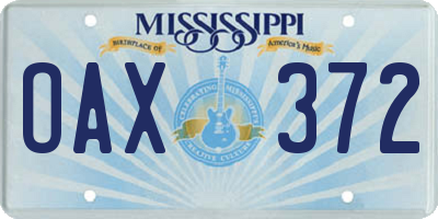 MS license plate OAX372
