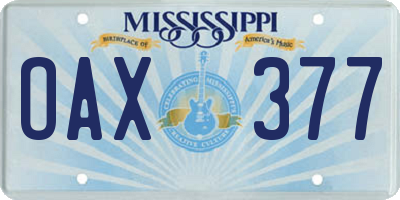 MS license plate OAX377