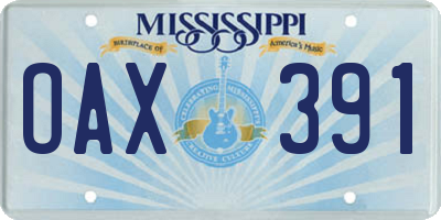 MS license plate OAX391