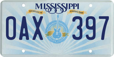 MS license plate OAX397