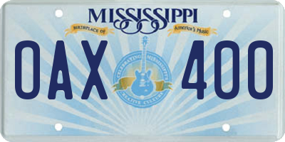 MS license plate OAX400