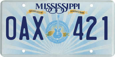 MS license plate OAX421