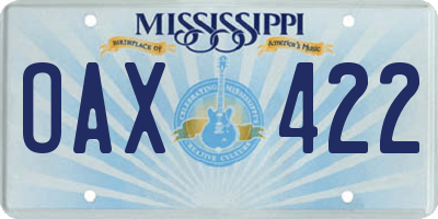 MS license plate OAX422