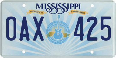 MS license plate OAX425