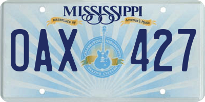 MS license plate OAX427